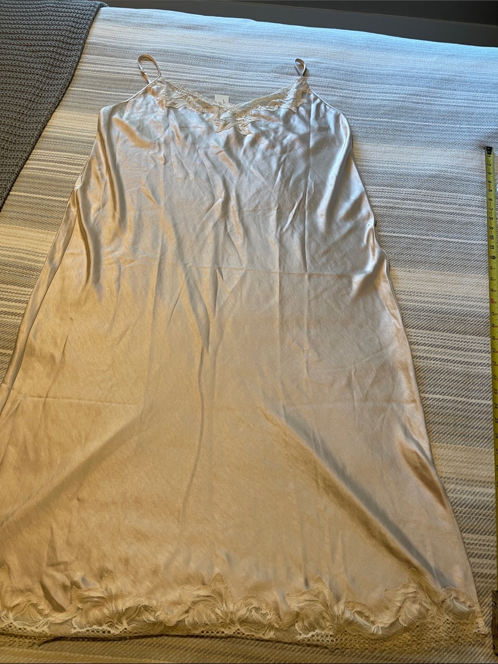 Soma Intimates Silky Champagne Slip Chemise with Lace Trim